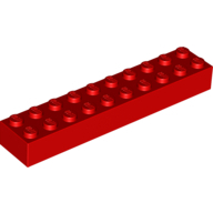 Lego kostka (kostička) 2x10, červená (300621, 4617857)